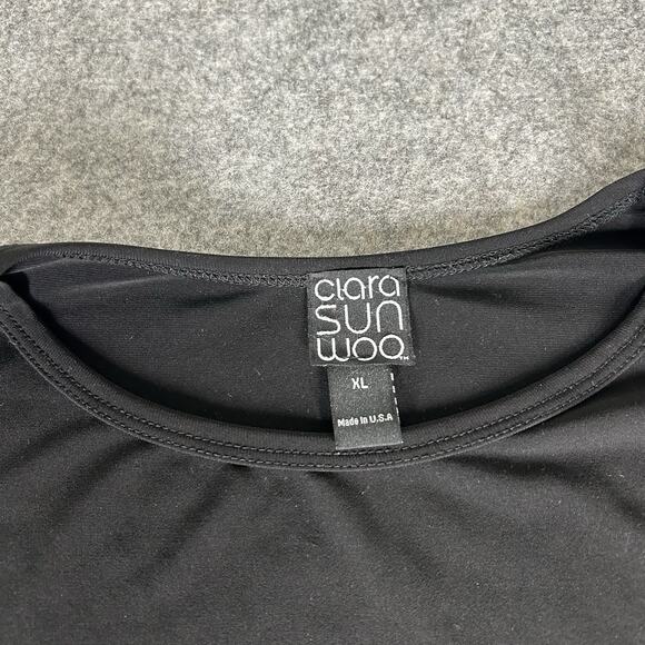 Clara Sun Woo Tunic Top Womens XL Long Slits Black Slinky Minimalist Capsule - Picture 4 of 8
